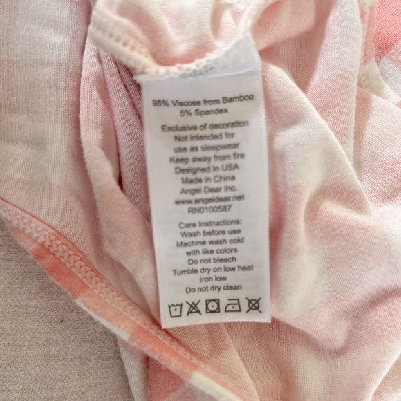 *SOLD* Angel Dear bamboo long sleeve baby girl onesie, collar, pink plaid - Picture 5 of 5